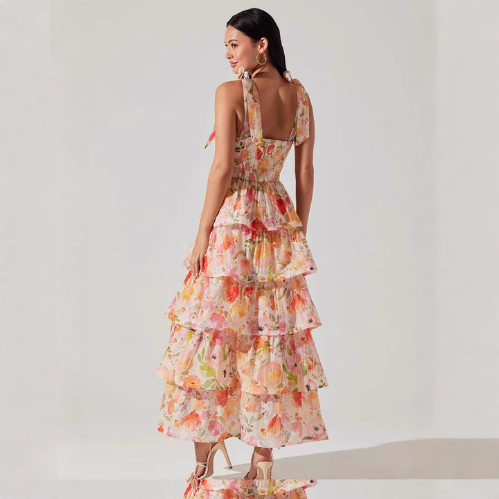 Damen Langärmliges Spitzenkleid mit tierischem Print Drune
