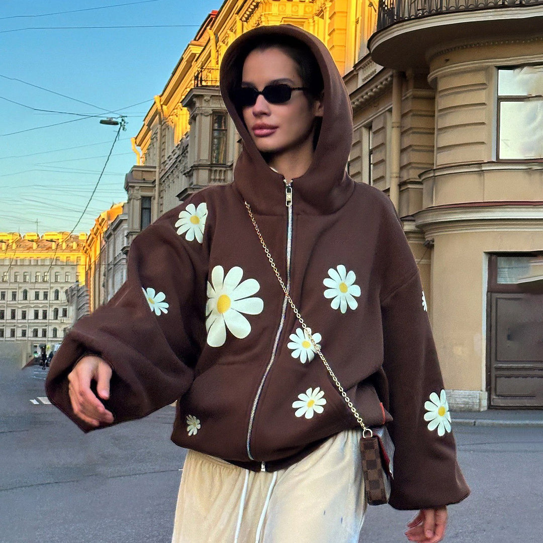 Damen Kapuzenjacke mit floralen Motiven und lässigem Schnitt Drune
