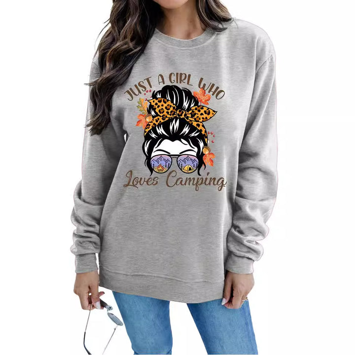 Damen Sweatshirt mit künstlerischem Campingmotiv Drune