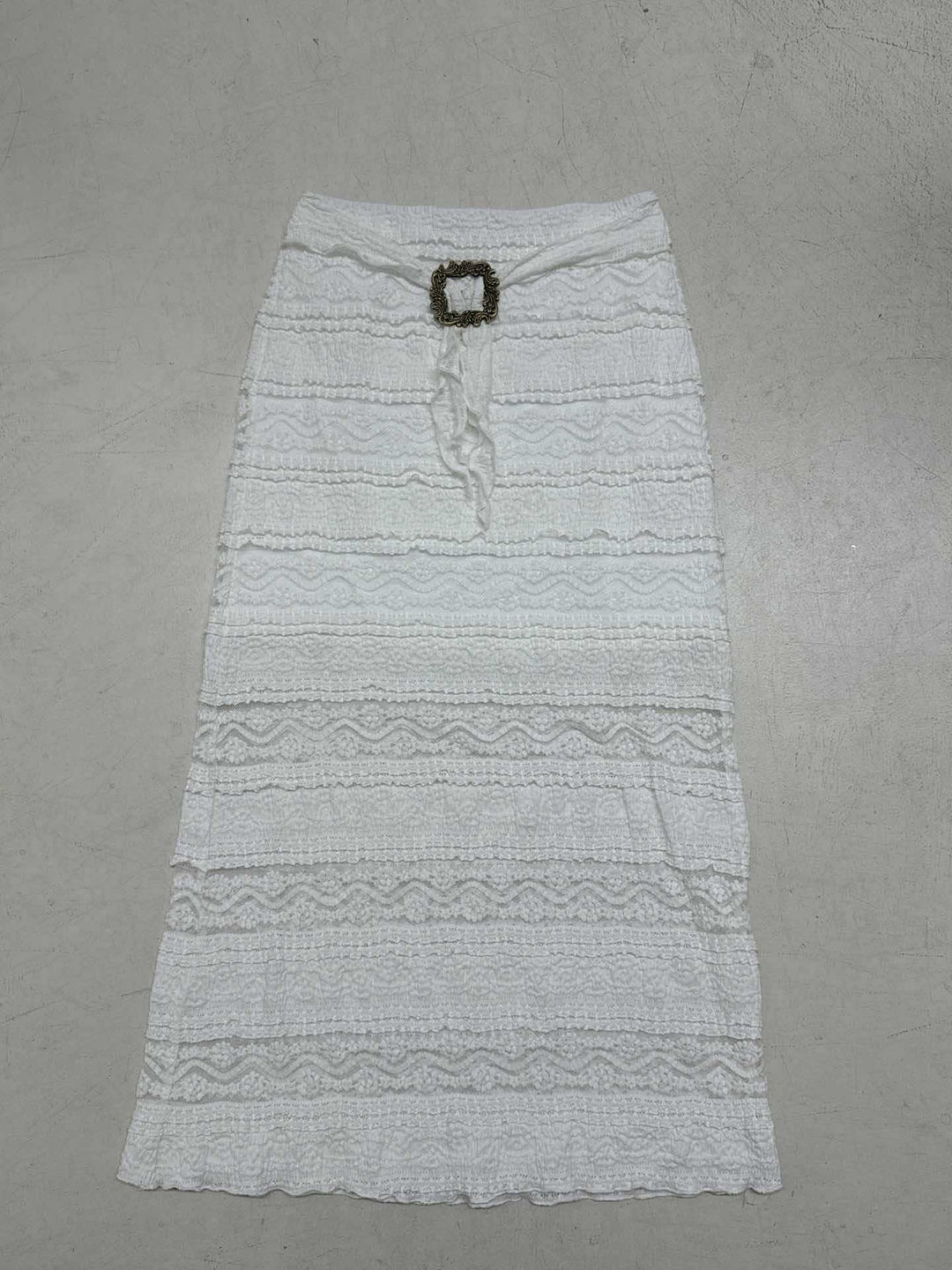Damen Midirock mit elegantem Rüschensaum und dekorativem Taillengürtel Drune