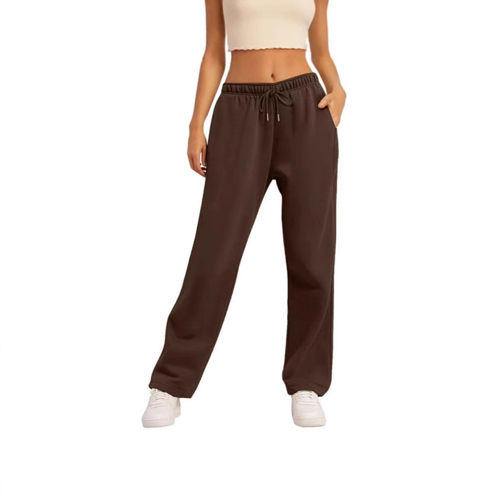 Damen nan weite High‑Waist Loungewear‑Jogginghose mit elastischem Bund Kordelzug und Seitentaschen Drune