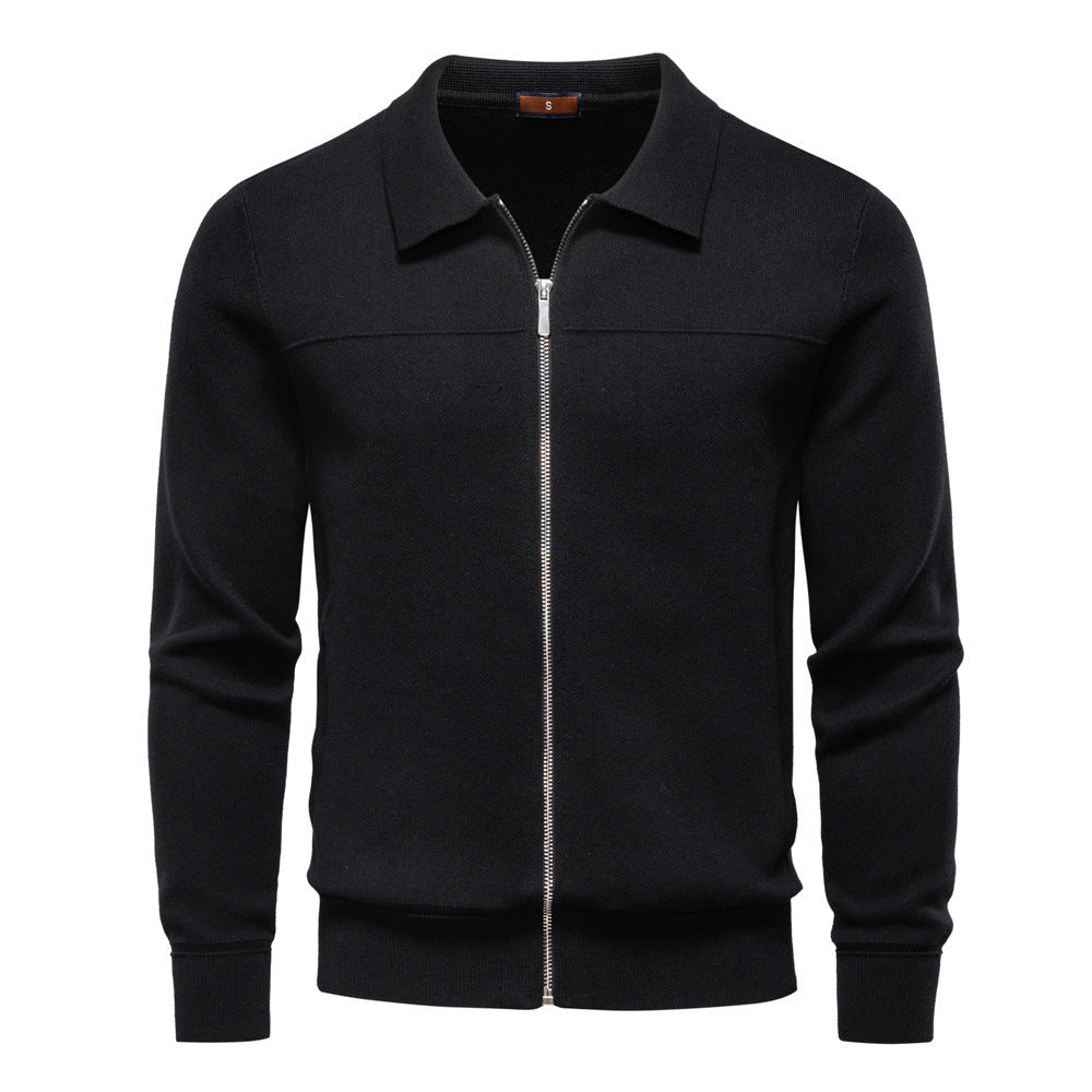 Herren nan feinstrick-Zipjacke mit Kentkragen und Rippbündchen Drune