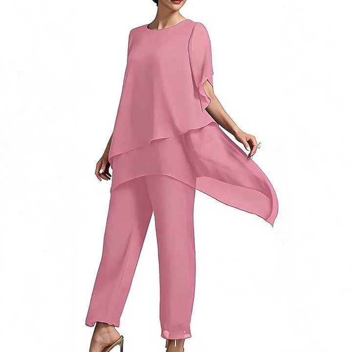Damen Elegantes Zwei-Teiler-Set mit luftigen Ärmeln und asymmetrischem Saum Drune