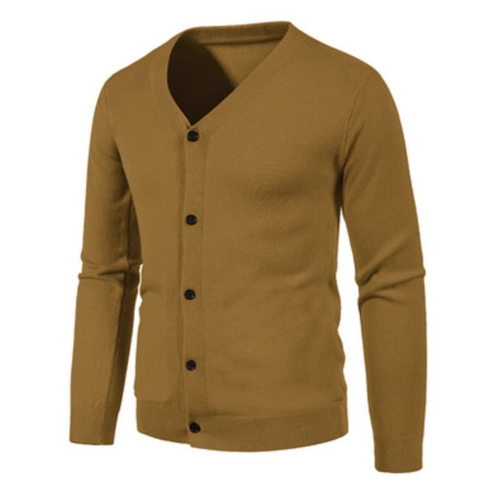 Herren stilvolle Strickjacke mit tiefem V-Ausschnitt und Knopfleiste Drune