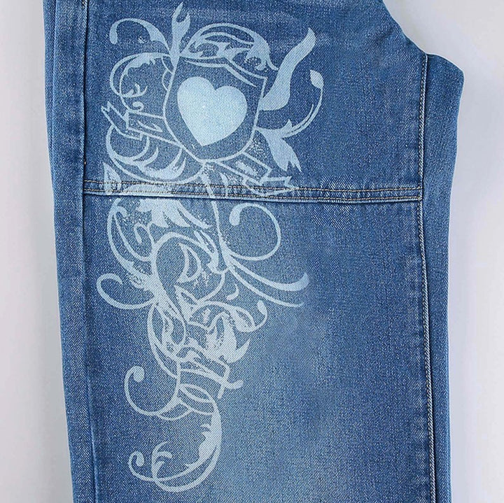 Damen weite Jeans mit einzigartigem grafischen Design Drune
