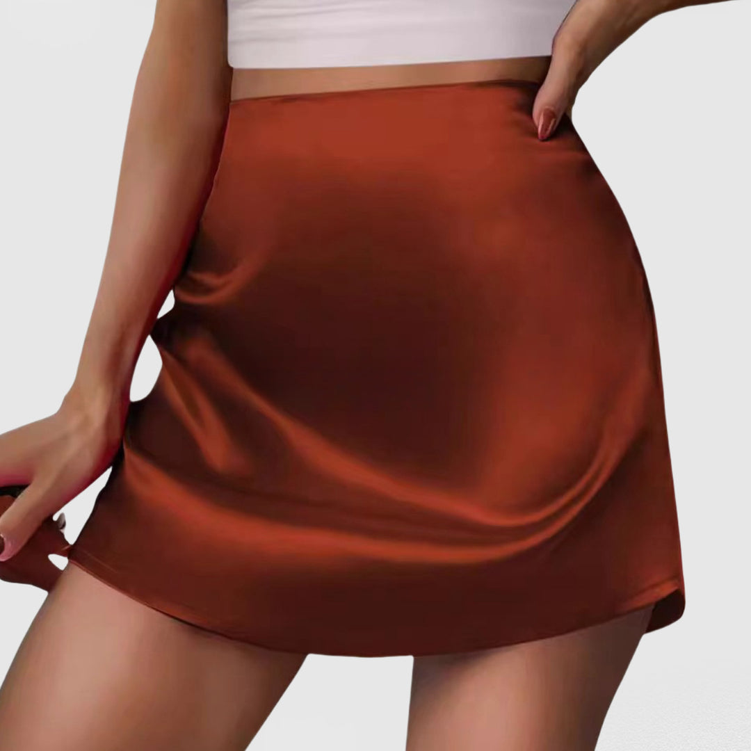 Damen Satin Minirock mit elegantem Schnitt und fließendem Fall Drune