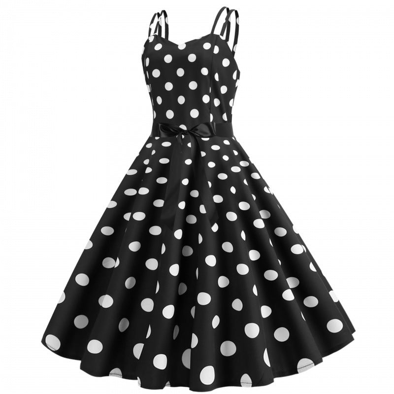Damen Swingkleid mit klassischen Punkten und breitem Rock Drune