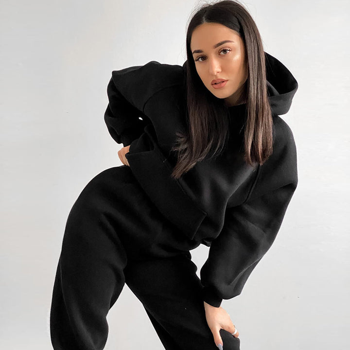 Damen lässiges Sweatset mit lockerer Passform und elastischem Bund Drune