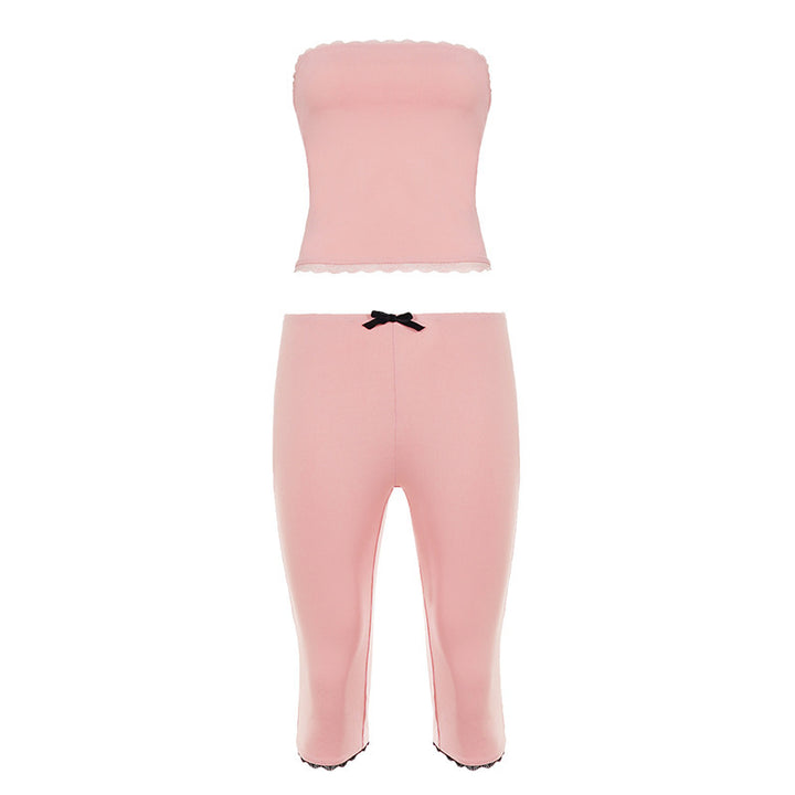 Damen Schlafanzug-Set mit Bustier und Capri-Hosen Drune
