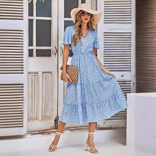 Damen Maxikleid mit lässiger A-Linien-Silhouette und Rüschendetails Drune