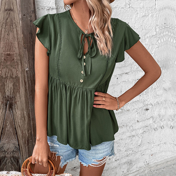 Damen Bluse mit Rüschendetails und Knopfverschluss Drune