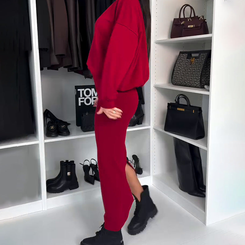 Damen Modisches Sweatshirt und Rock Ensemble Drune