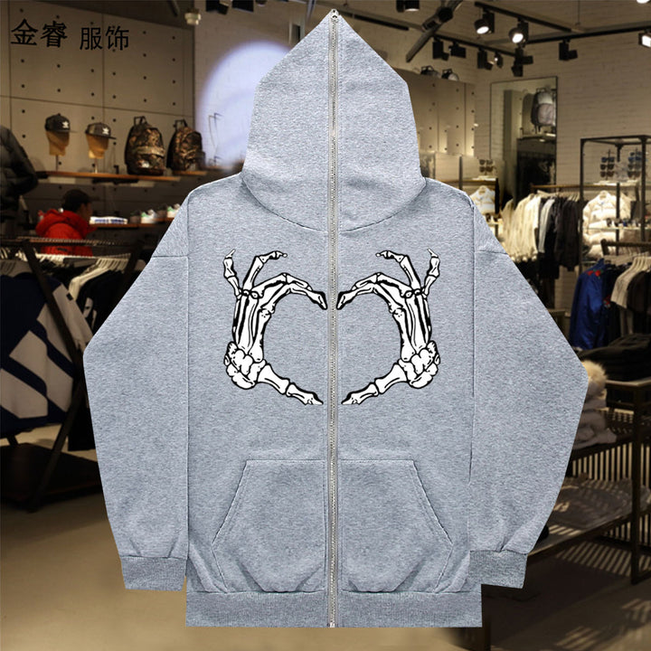Damen Kapuzenjacke mit auffälligem Skelettmotiv Drune