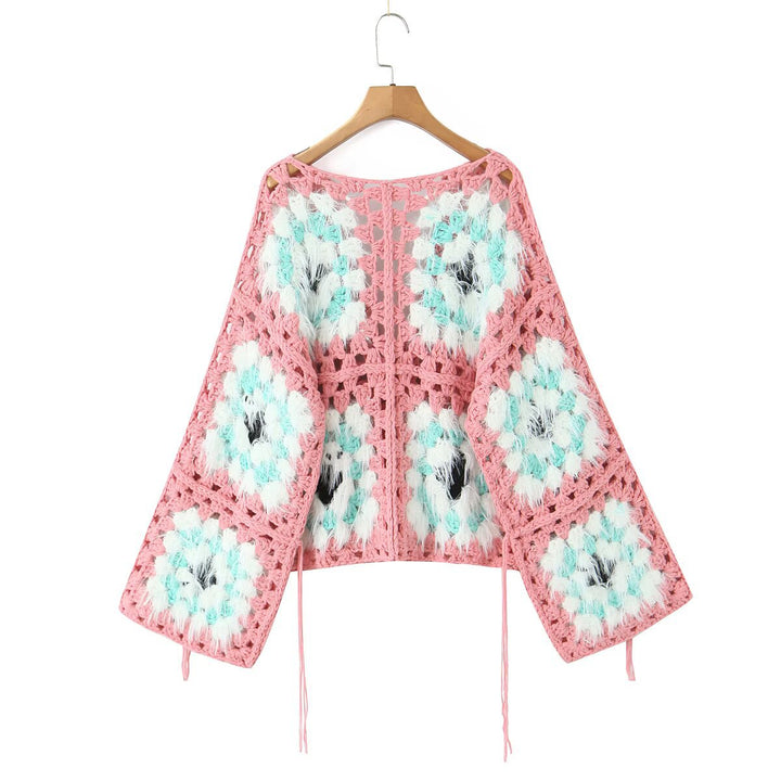 Damen modische Strickjacke im einzigartigen Häkelmuster Drune