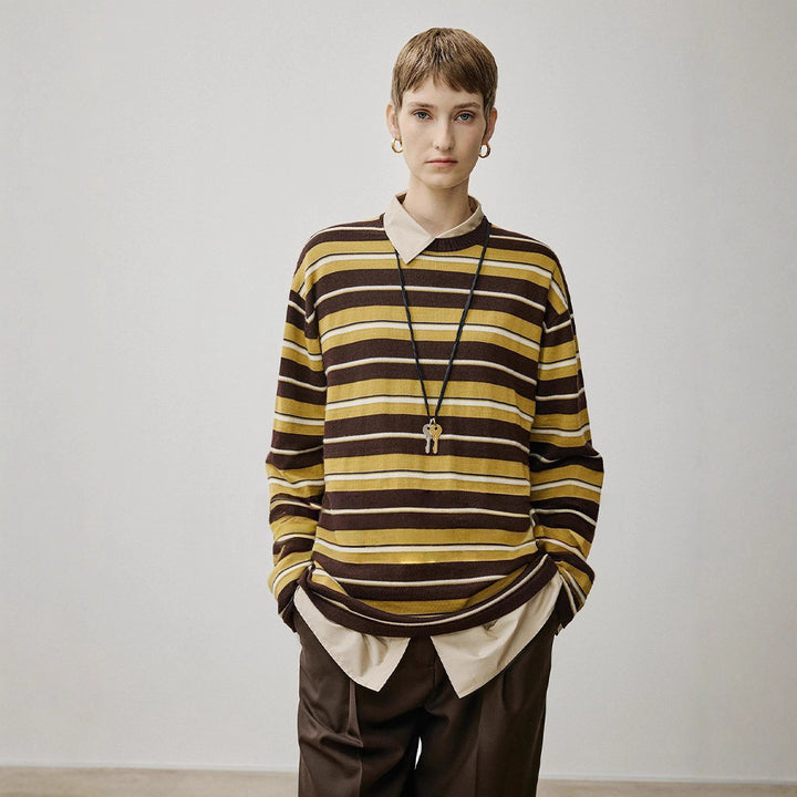 Damen Oversized Strickpullover mit zeitgemäßem Streifenmuster Drune