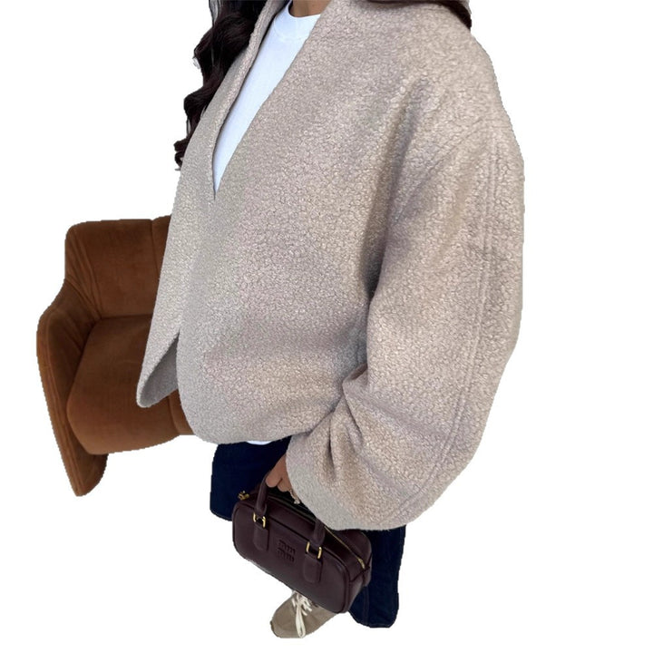 Damen oversized Wolljacke mit eleganten Detail Drune