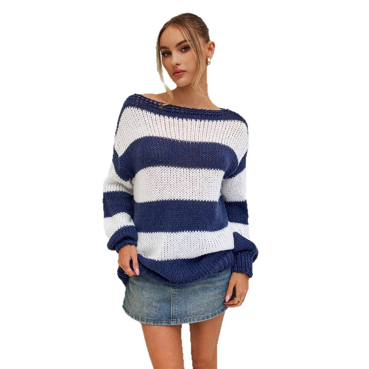 Damen Oversized Strickpullover mit maritimen Streifen Drune
