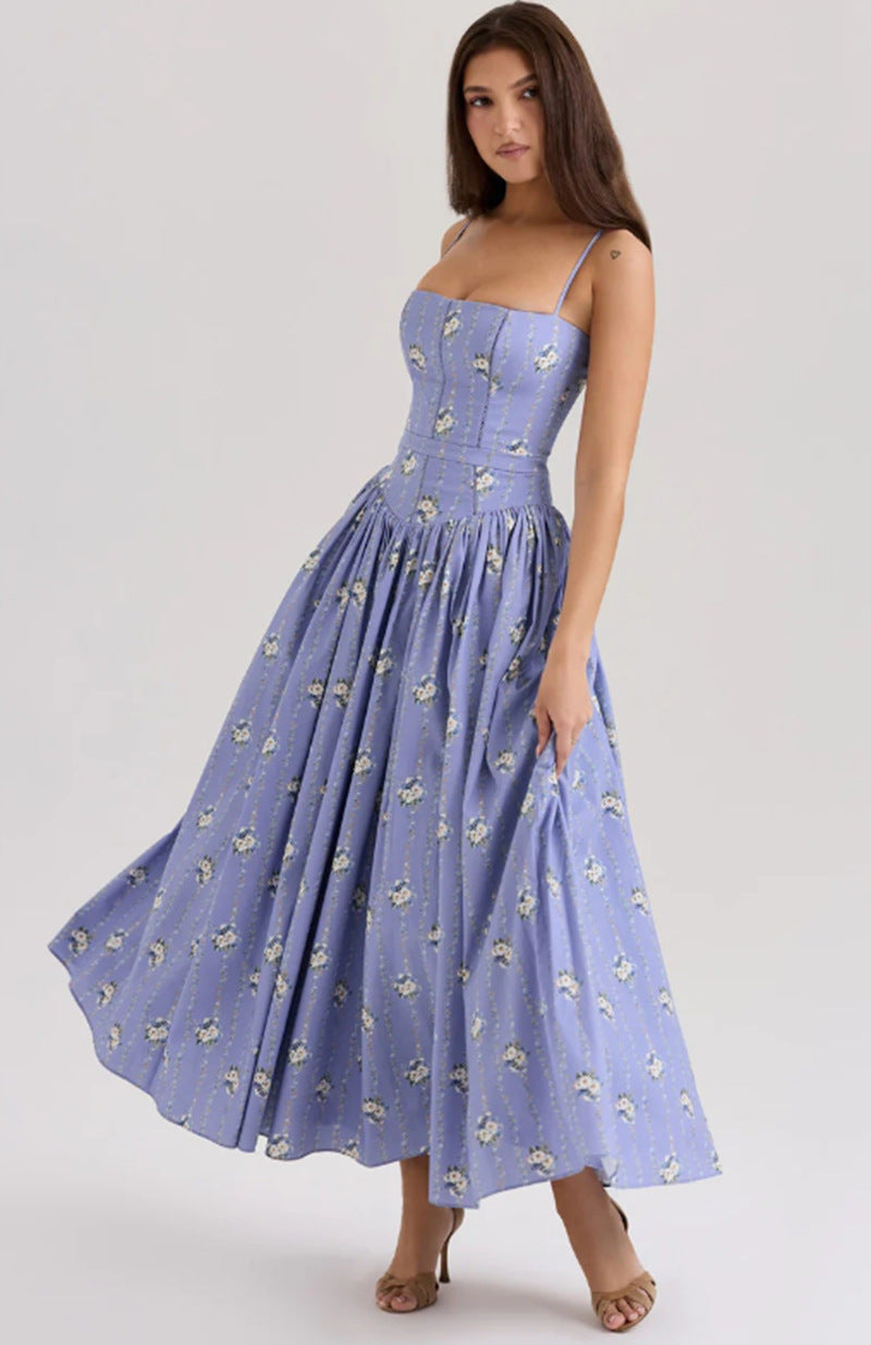 Damen nan tailliertes Maxikleid mit Korsettoberteil und feinen Spaghettiträgern Drune