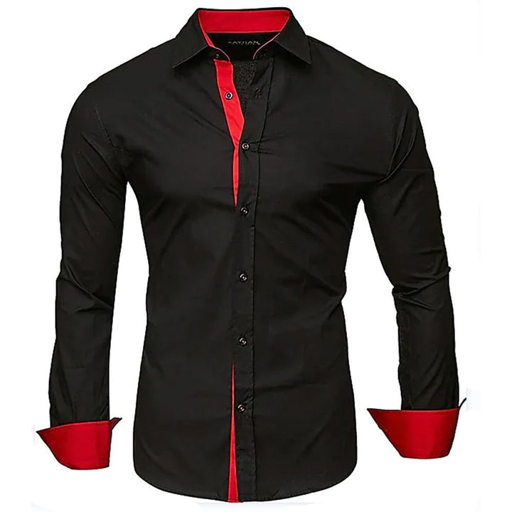 Herren elegantes Langarmhemd mit kontrastierenden Manschetten Drune
