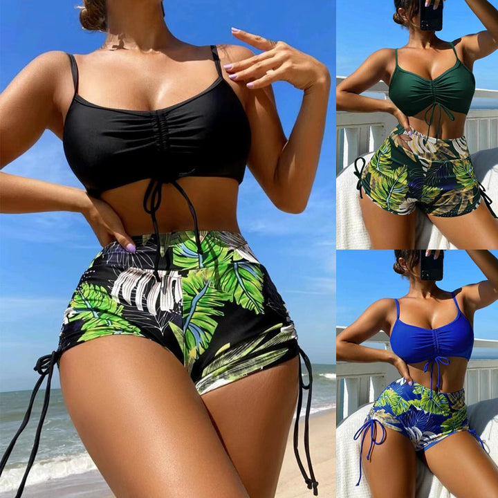 Damen Zweiteiliges Bikini-Set mit sportlichem Oberteil und hochgeschnittenen Shorts Drune
