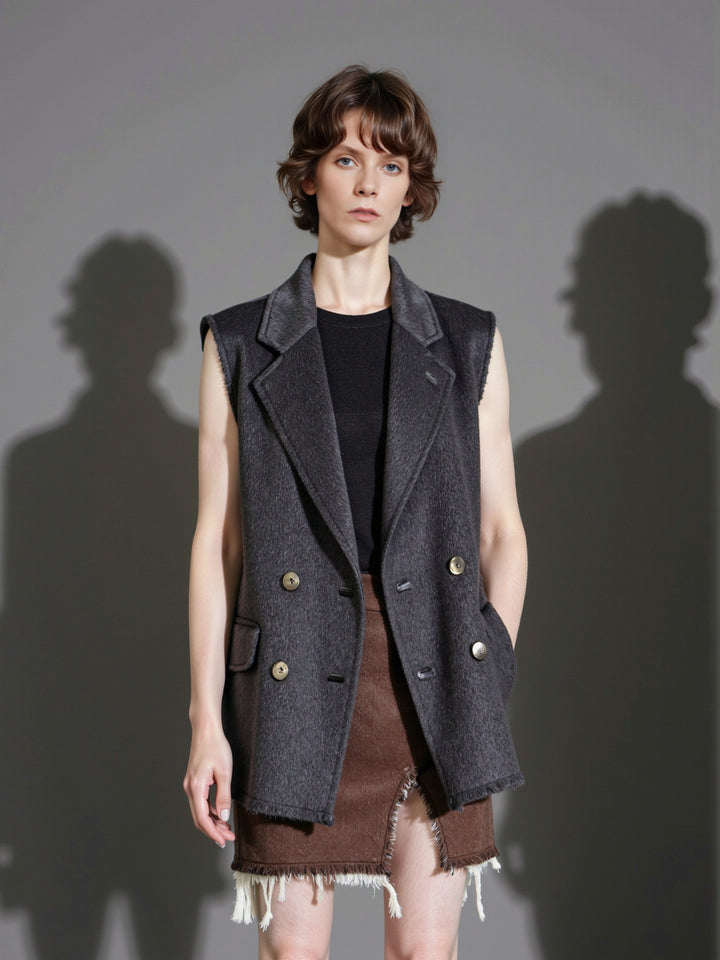 Damen Elegante und lässige Weste mit doppelter Knopfreihe Drune