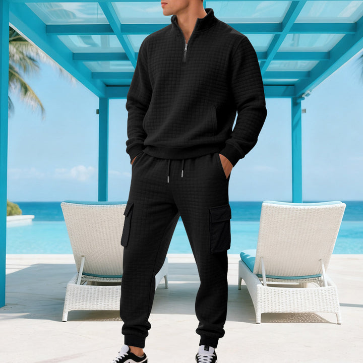 Herren Funkelndes Freizeit-Ensemble mit hohem Kragen und praktischen Taschen Drune