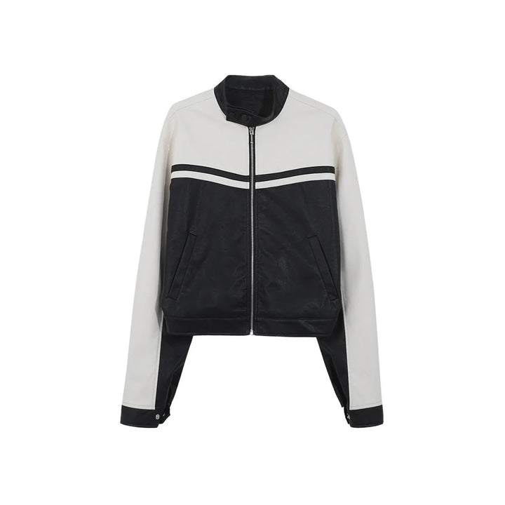 Damen stylische Sportjacke mit kontrastierenden Streifen und hochgeschlossenem Kragen Drune