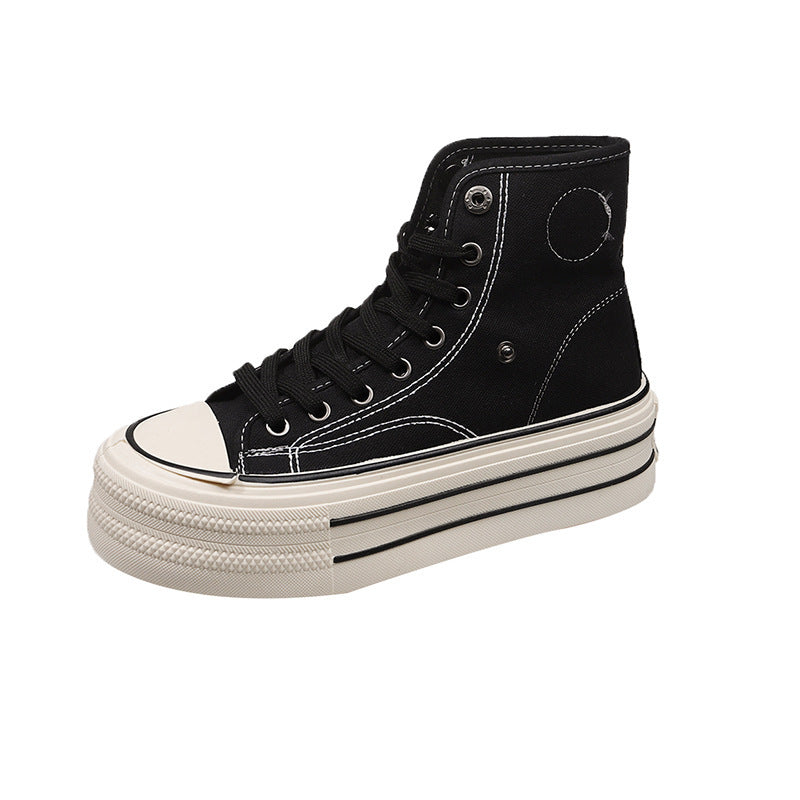 Damen High-Top Sneakers mit modischem Plateau und verstellbarem Knöchelriemen Drune