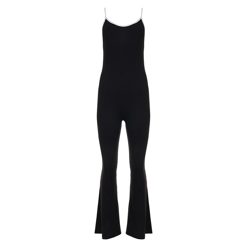 Damen Fluffiger Jumpsuit mit weiten Beinen und raffiniertem Rückenausschnitt Drune
