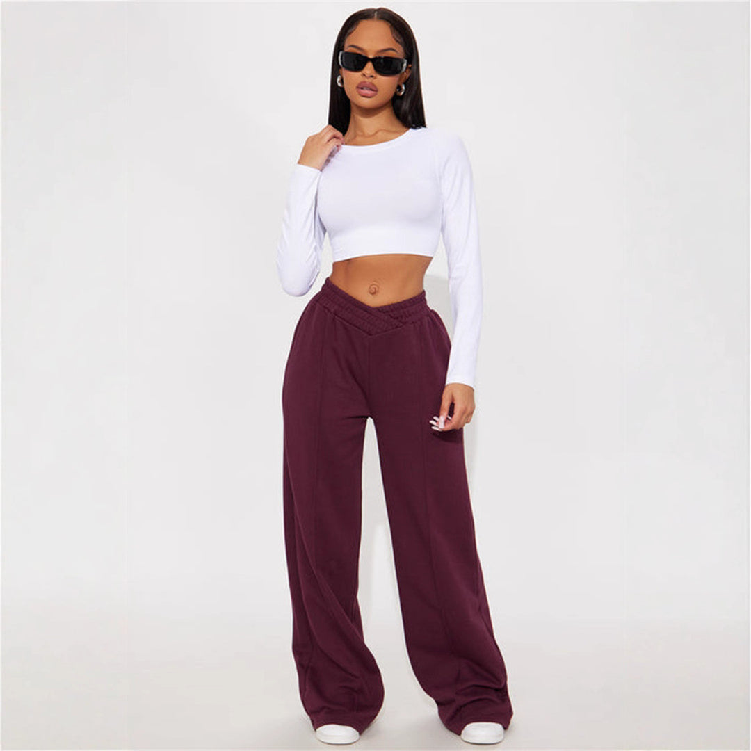 Damen Freizeitweite Hose mit elastischem Bund und seitlichen Taschen Drune