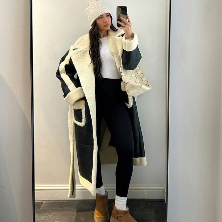 Damen Oversized Kunstfelljacke mit Taschen und elegantem Schnitt Drune