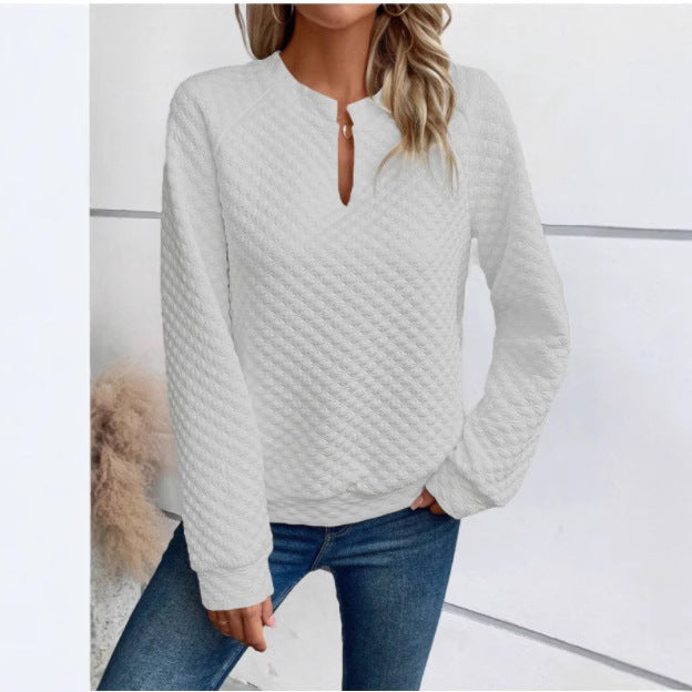 Damen Sweatshirt mit strukturiertem Steppdesign und modischem Ausschnitt Drune