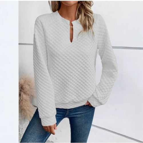 Damen Sweatshirt mit strukturiertem Steppdesign und modischem Ausschnitt Drune