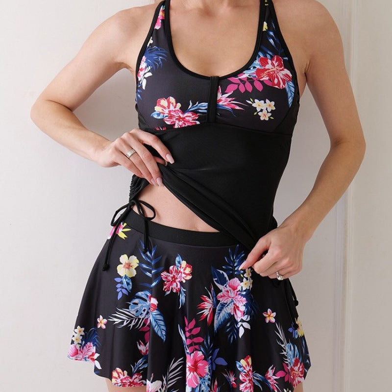Damen Tankini-Set mit floralem Rock und figurformendem Oberteil Drune