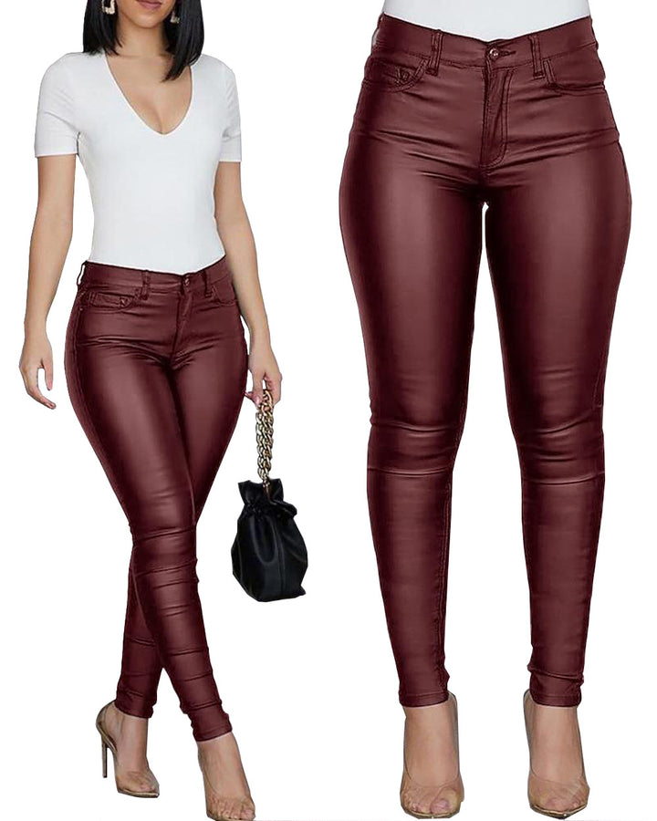 Damen figurbetonte High-Waist Hose Drune