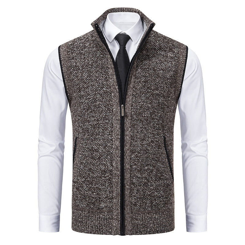 Herren nan elegante Strickweste mit Stehkragen und verdecktem Reißverschluss Drune