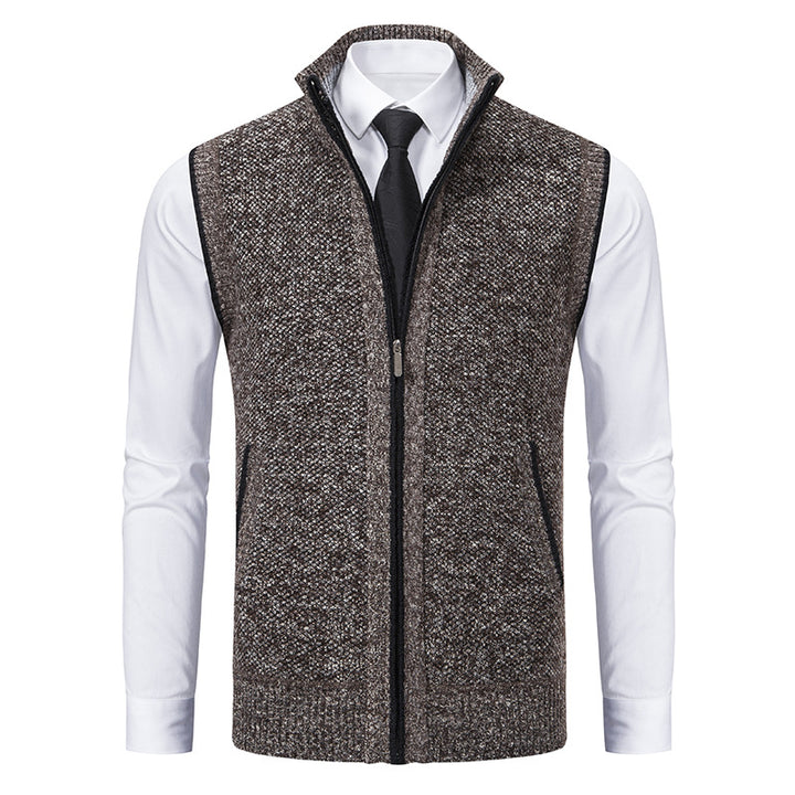 Herren nan elegante Strickweste mit Stehkragen und verdecktem Reißverschluss Drune