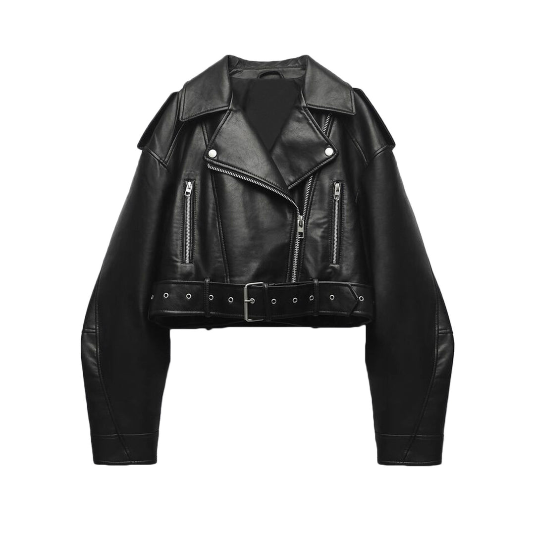 Damen modische Bikerjacke im minimalistischen Design mit praktischen Reißverschlusstaschen Drune