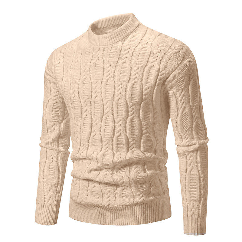Herren Strickpullover mit modernem Zopfmuster und hohem Kragen Drune
