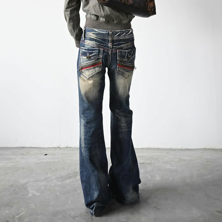 Damen Flared Jeans mit modischem Used-Look Drune