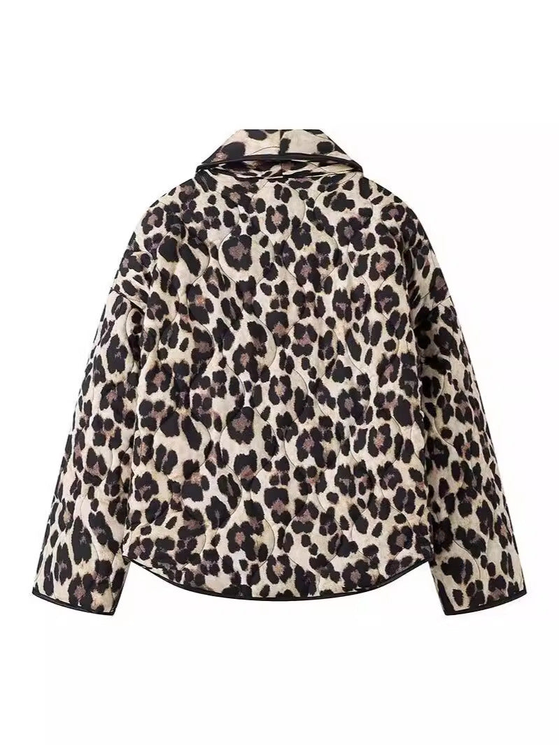 Damen modische Leo-Jacke im lässigen Schnitt mit praktischen Taschen Drune