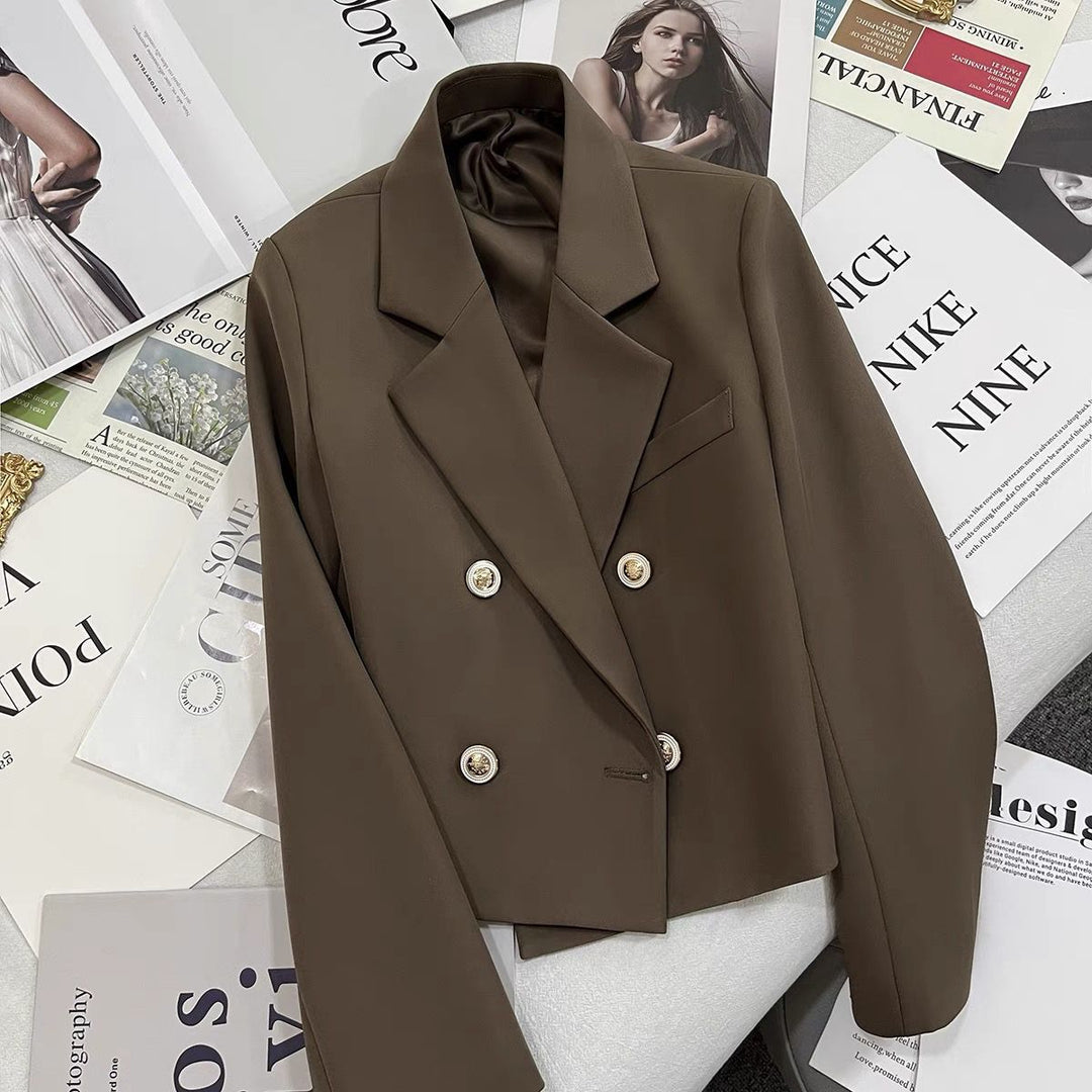 Damen Kurz geschnittener Blazer mit dekorativen Knöpfen Drune