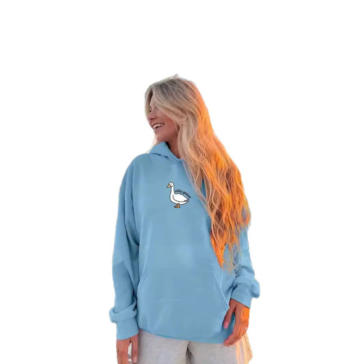 Damen Kapuzenpullover mit kreativem Gänsemotiv und weichem fleece innen Drune