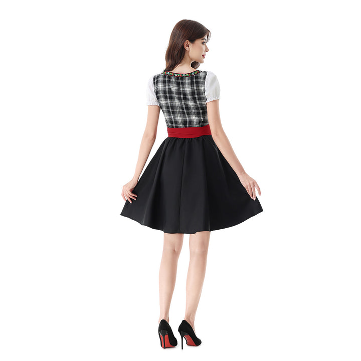 Damen nan traditionelles Dirndlkleid mit Karo-Mieder und gesteppter Schürze Drune