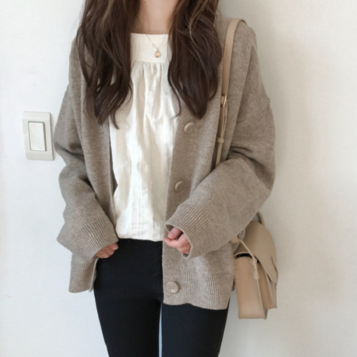 Damen Strickjacke mit weichem Material und überschnittenen Schultern Drune