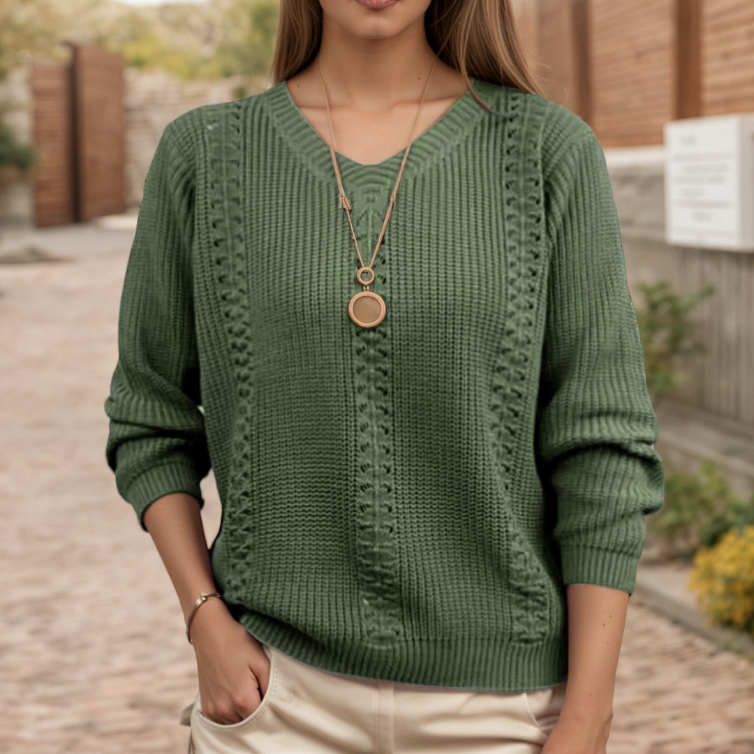 Damen Strickpullover mit V-Ausschnitt und strukturierter Verarbeitung Drune