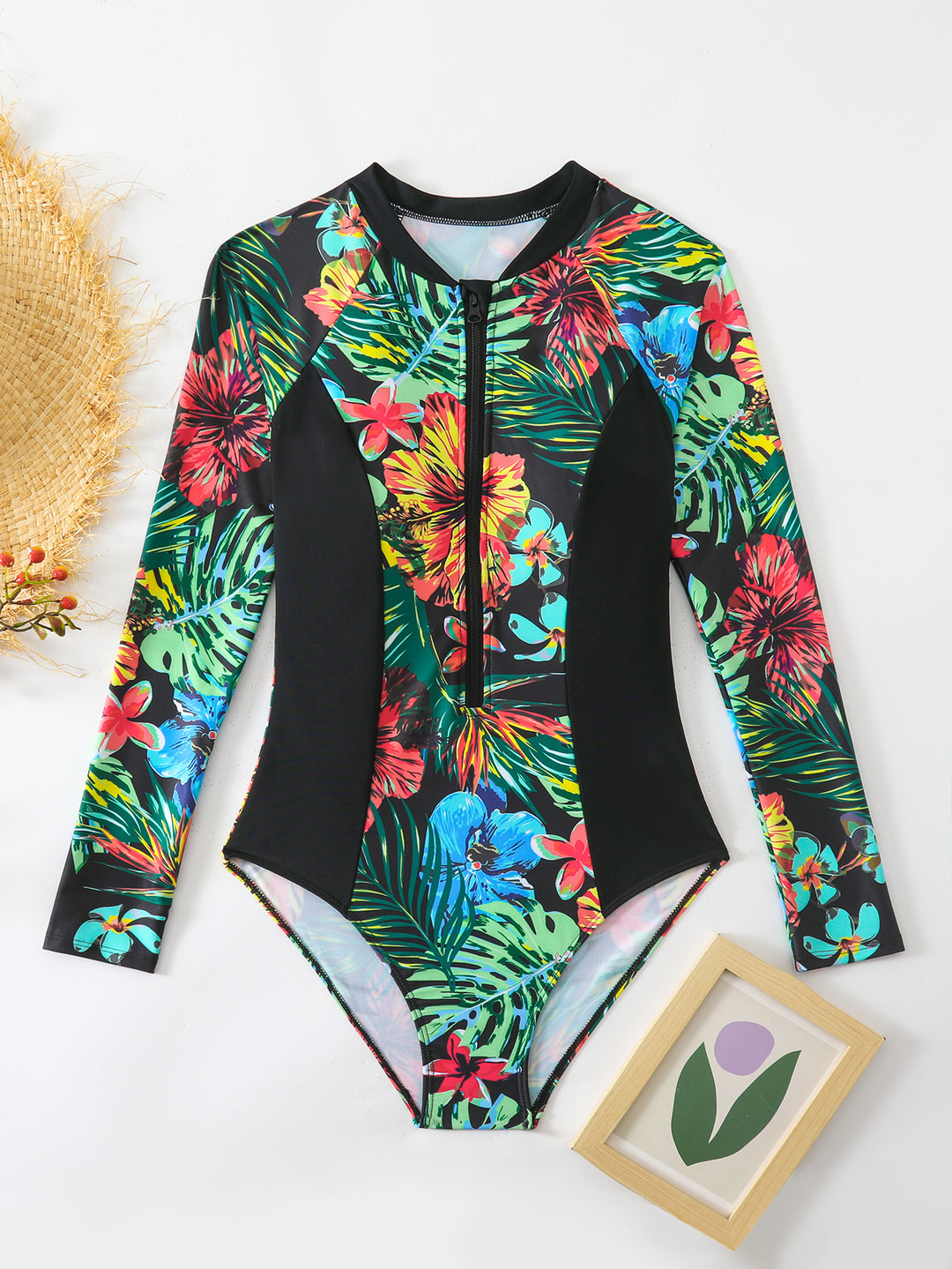 Damen Einteiler Badeanzug mit floralem Muster Drune