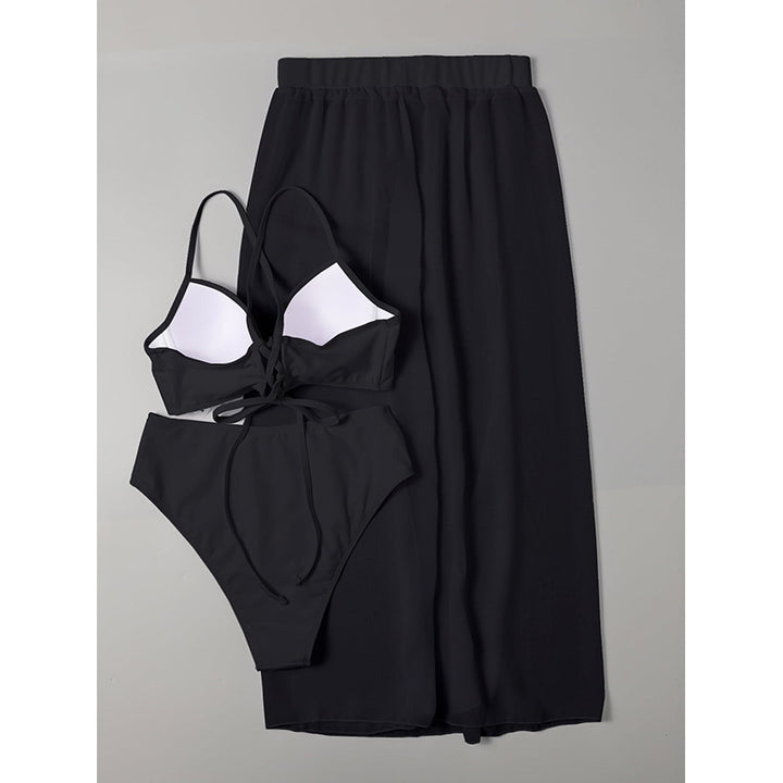Damen Bikini-Set mit hochgeschnittenem Höschen und luftiger Wickelrock Drune