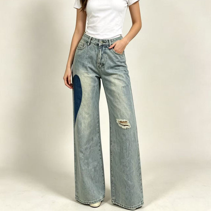 Damen weit geschnittene Denim-Jeans mit einzigartigen Farbakzenten Drune