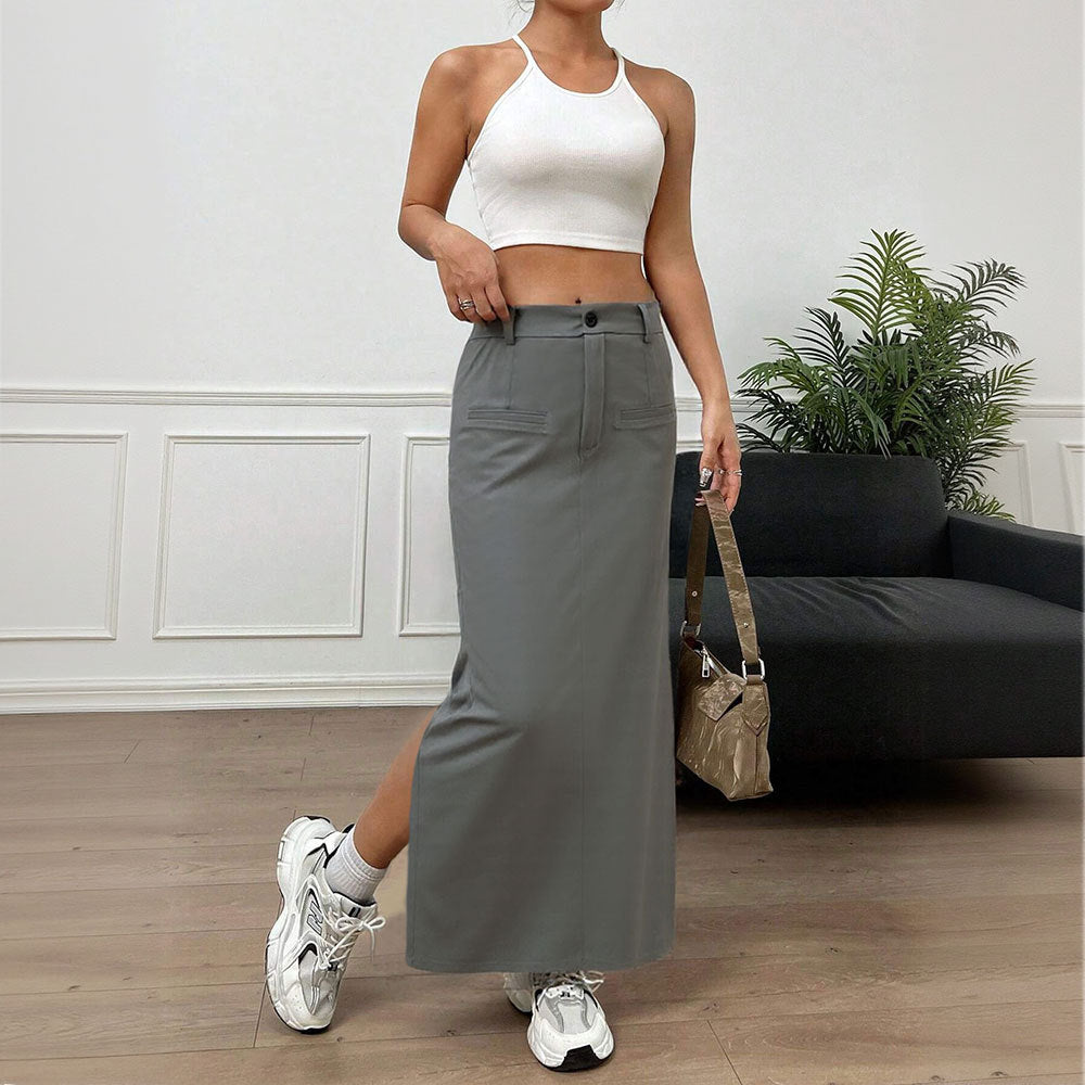 Damen langer Rock mit seitlichem Schlitz Drune